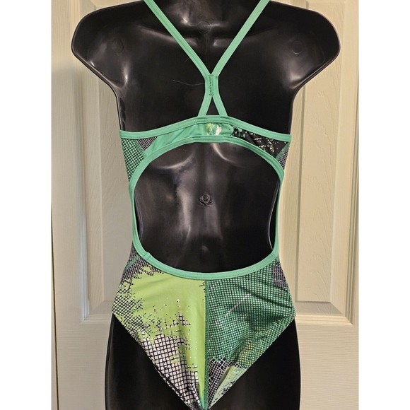 Speedo Endurance+ Womens Size 30 (4) Green Black One Piece Bathing Swimsuit - Picture 3 of 13